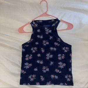 Aeropostale Navy Blue Floral Tank Top